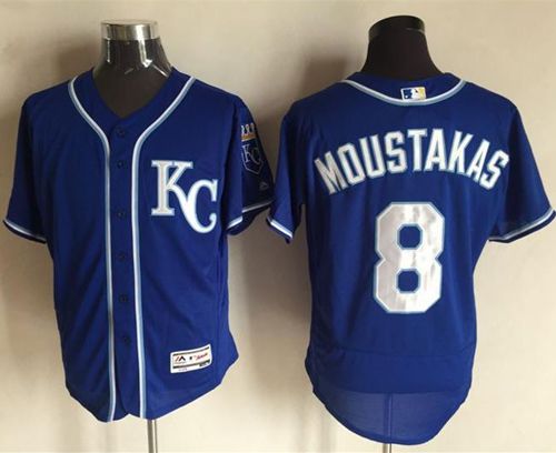 Royals #8 Mike Moustakas Royal Blue Flexbase Authentic Collection Stitched MLB Jersey